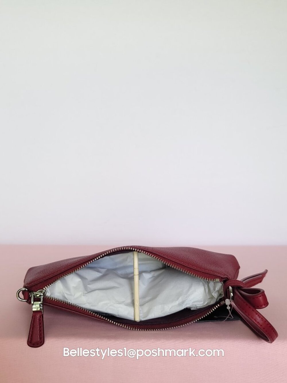 KATE SPADE Loop Pochette Pebbled Leather Mini Bag- Red Jam color⭐ - Picture 13 of 16